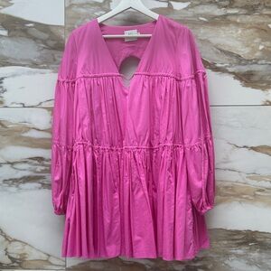 Aje Hot Pink Tiered Mini Dress